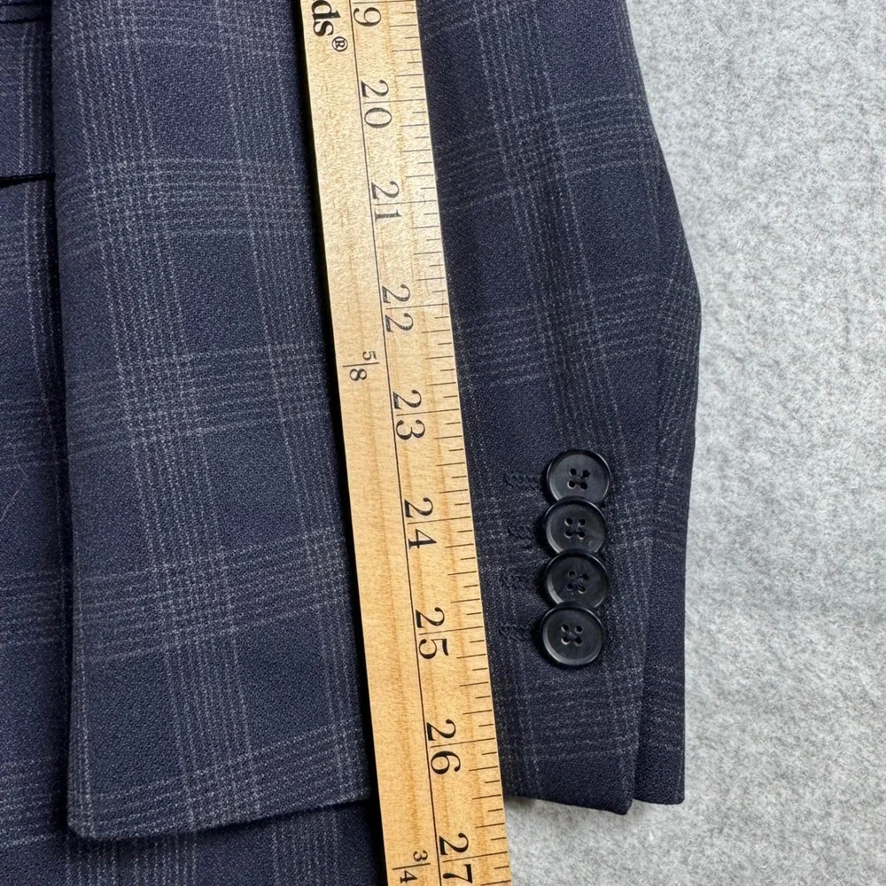 Banana Republic Suit Men 46R 36x32 Blue Plaid New Wool Blend Tailored Fit 2pc